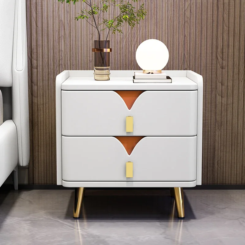 Smart Bedside Table with Wireless Charging Nordic Style Side Cabinet with Drawers LED Nightstands Multi Function End Table