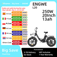 ENGWE L20 Electric Bicycle 250W Brushless Motor 48V13AH Lithium Battery Electric Bike 20*4.0 Inch Fat Tire City Commuter E-Bike