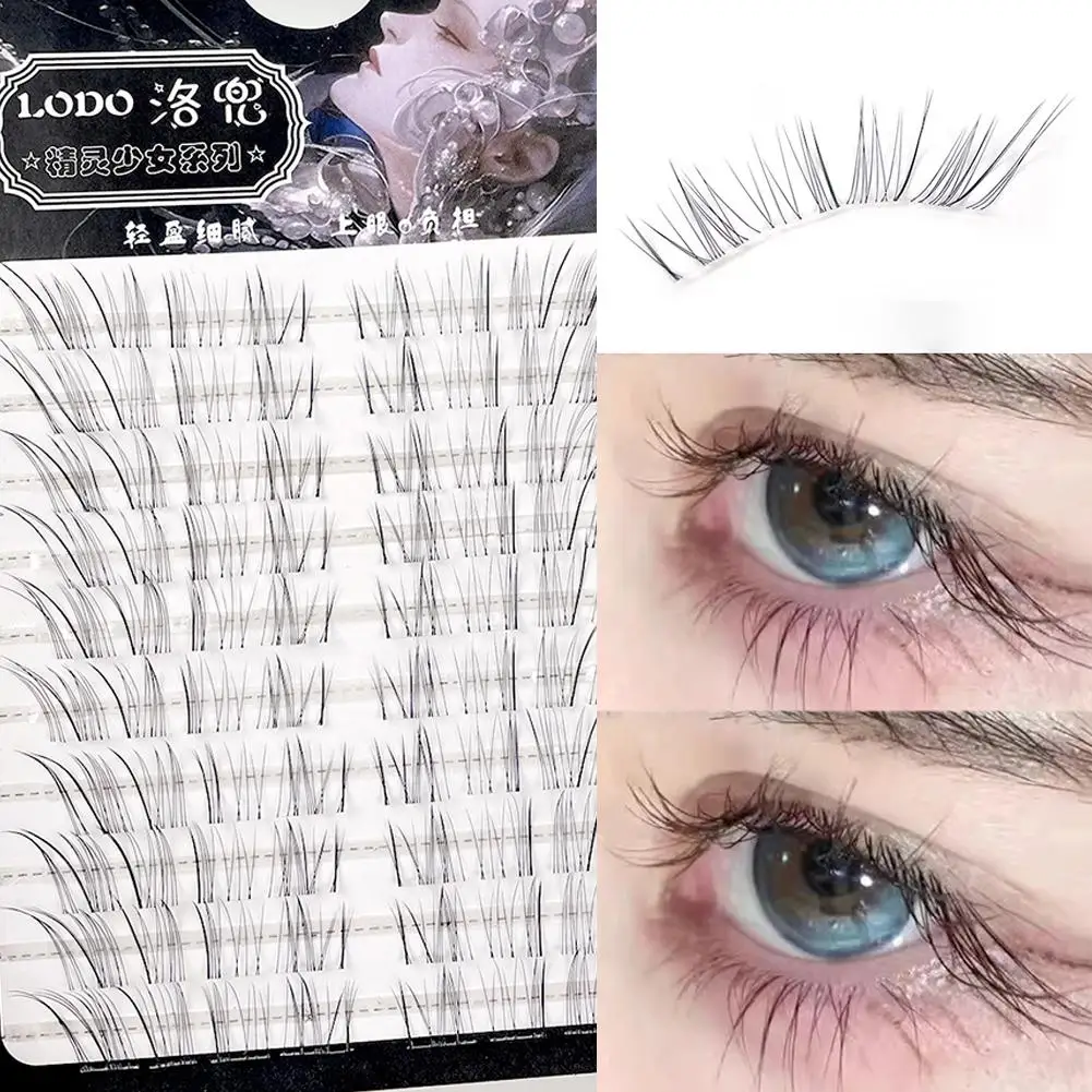 Slanted Transparent False Eyelashes 10 Rows Velvety Natural Look Lash Extension Winged Style Makeup Tool for Daily Party Wear
