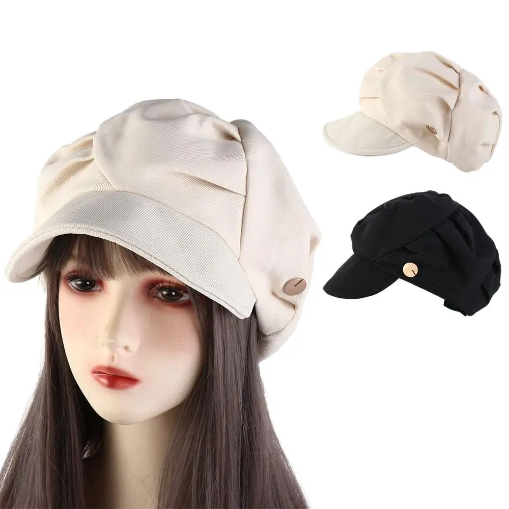 1PCS Fashion Retro Pleated Beret Hat Women Peaked Cap Harajuku Y2K Newsboy Caps Octagonal Driving Streetwear Painter Hat