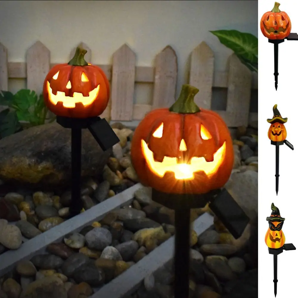 

Resin Halloween Pumpkin Resin Solar Light Solar Powered Orange Solar Halloween Lamp Waterproof