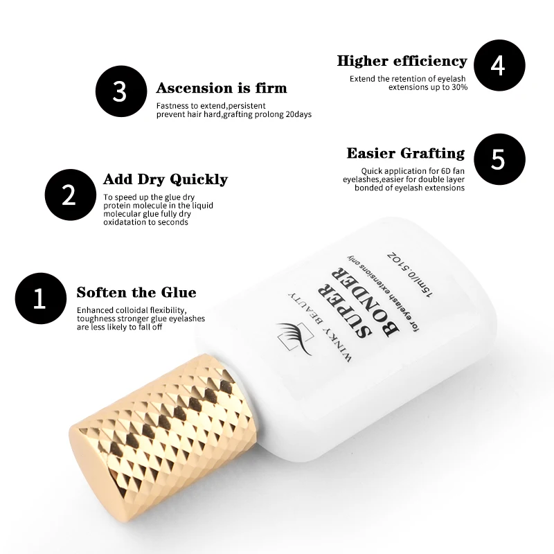 Winky Beauty 15ml Przezroczysty Klej do Przedłużania Rzęs Super Bonder Szybkoschnący Długotrwały Klej do Rzęs