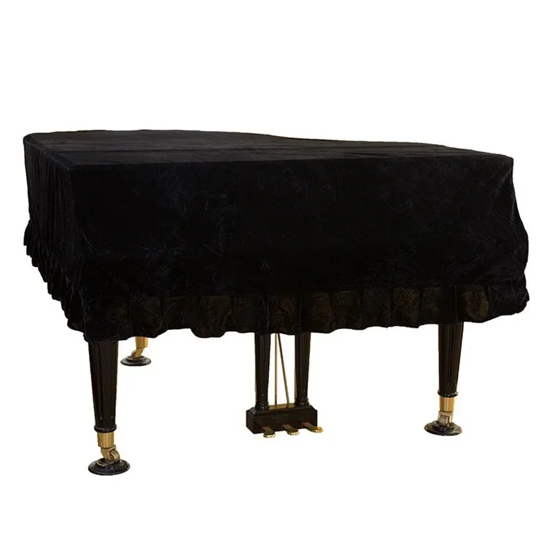 Image 6: Couverture de piano en velours doré, couverture de piano à queue, micro de basse de précision, housse anti-poussière pour clavier noir