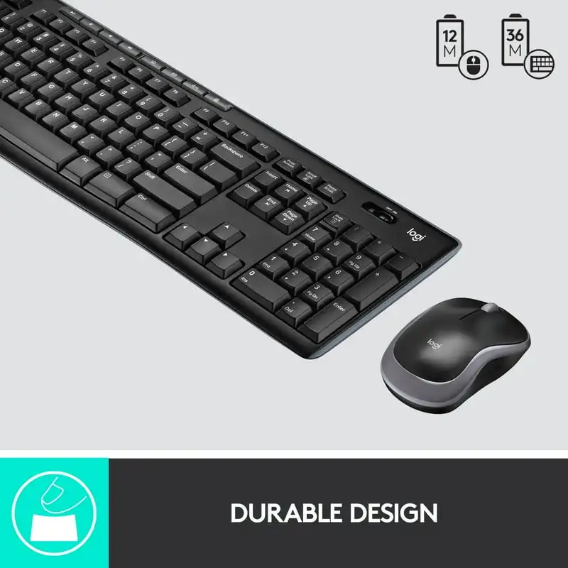 Combinação de teclado e mouse sem fio Logitech para Windows - Mouse compacto e sem fio de 2,4 GHz - PC/Laptop