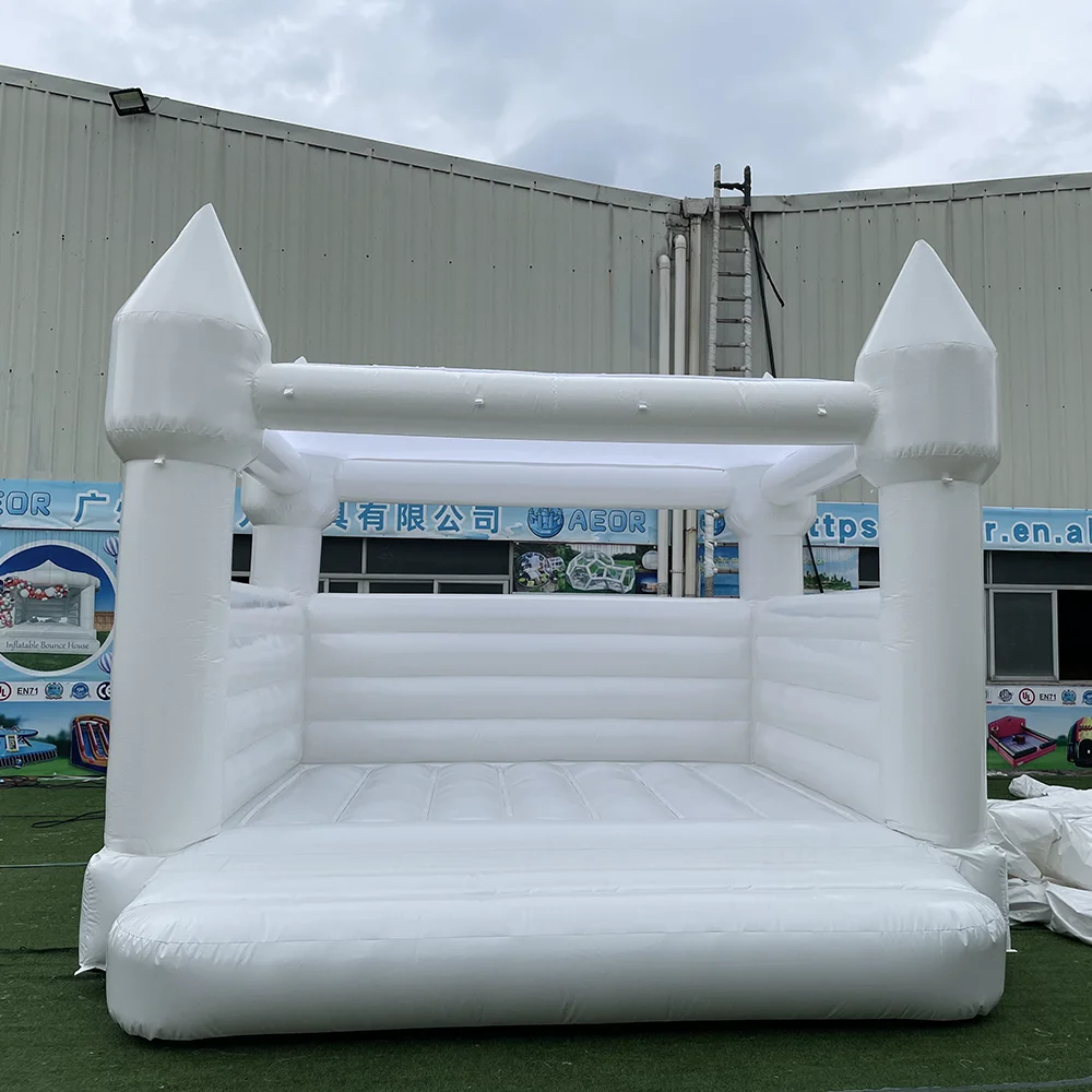 White Bounce House with shade roof Commercial PVC Bouncy Bouncer For kids With Blower Kids Jumping Castle with blower free ship