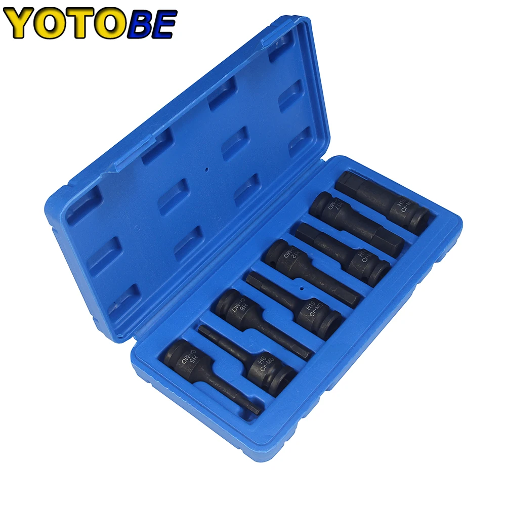 1/2In Drive Allen Wrench Hex Bit Impact Socket Set H5-H19 with Storage Box Auto Repair Tools Automotive Specialy Tools