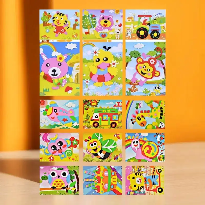 Kids DIY Animal Cartoon Puzzle; 10/20pcs 3D EVA Foam Stickers; Multi-pattern Gifts for Children
