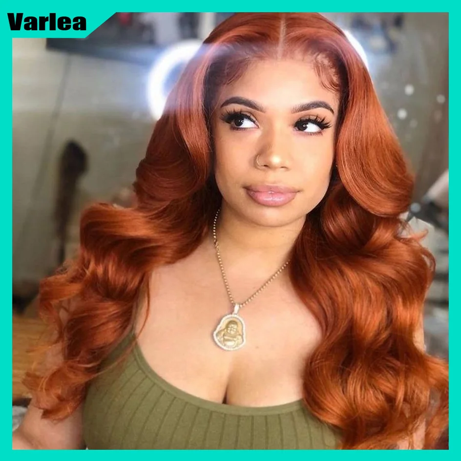 Varlea 13x4 Lace Frontal Body Wave Lace Front Wig 13x6 Loose Body Wave 350 Orange Ginger Human Hair Wig Colored Brazilian Hair