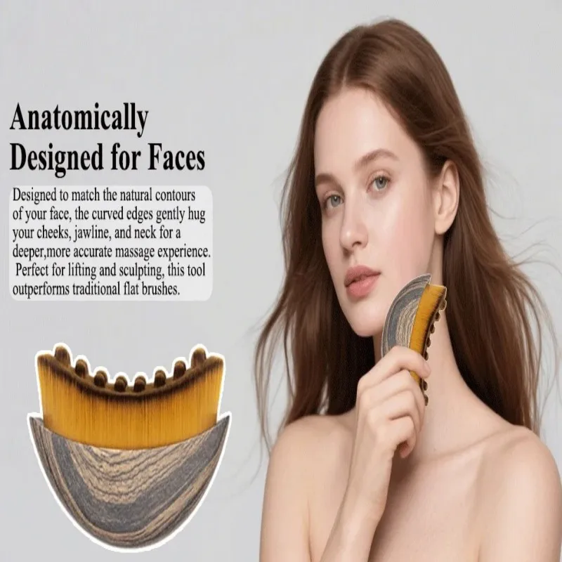 2pcManual Facial Massage Brush Set | Non-Electric Gua Sha & Lymphatic Drainage Tools | Natural Jade Roller & Sculpting Massager