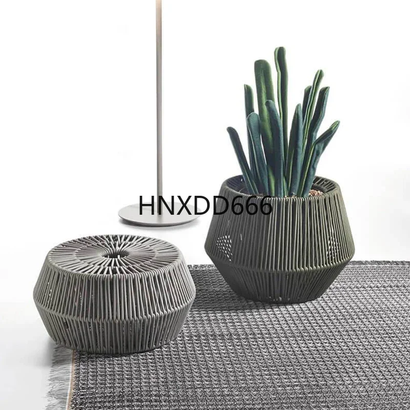 Outdoor rattan flower box waterproof and sunscreen balcony flower stand decoration