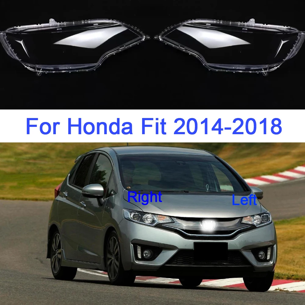 

Чехол для передней фары для Honda Fit 2014, 2015, 2016, 2017, 2018, пластиковая крышка, корпус фары, прозрачный абажур, автомобильные аксессуары