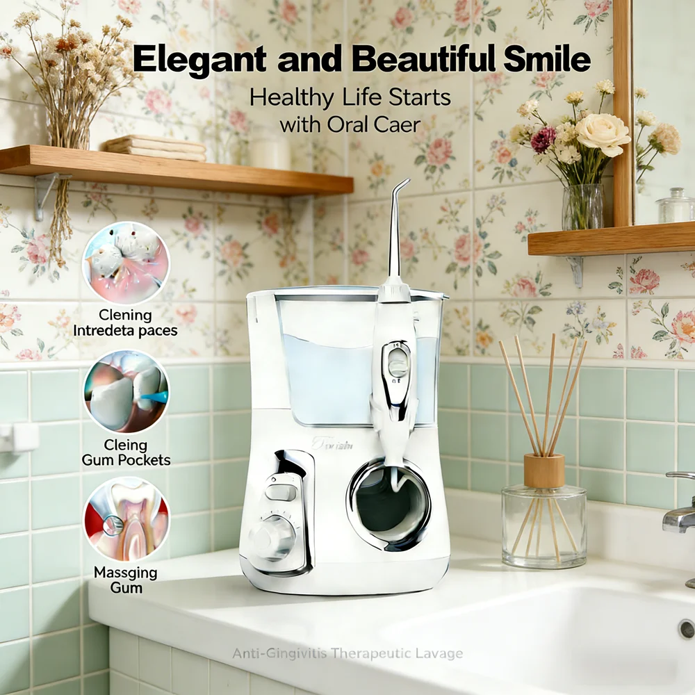 

Электрический ирригатор для полости рта 800 мл, глубокая очистка, 10 уровней давления, 5 сменных насадок, против неприятного запаха изо рта и кариеса