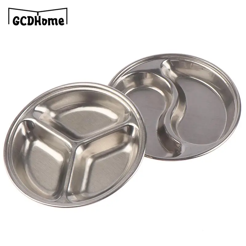 1pc 2grid 3grids Thickened Seasoning Dishes Stainless Steel Sauce Dishes Kitchen Tableware Food Dipping Bowls Snack Plates