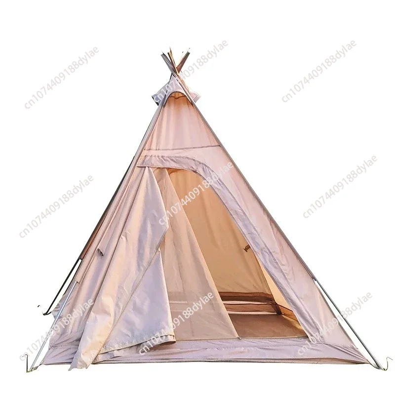 

Waterproof Outdoor Camping Tent Indian Pyramid Design Backpacking Portable Lightweight Double Layer Pyramid Tent