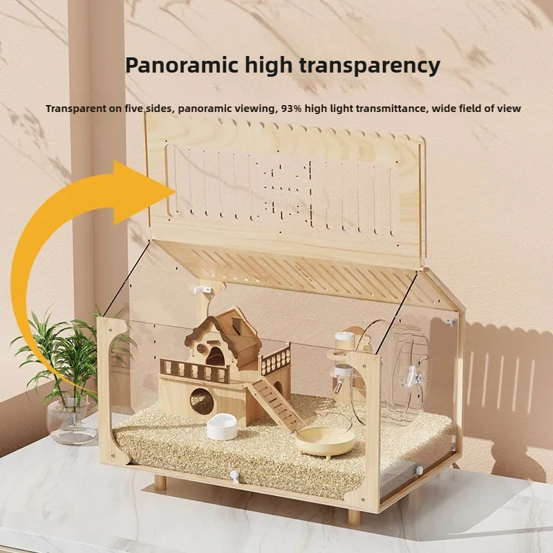 ZHAYA  Deluxe Acrylic Hamster Villa-Spacious 60cm MansionforSyrian Bears Easy Clean Habitat Set with Accessories Large Rodent