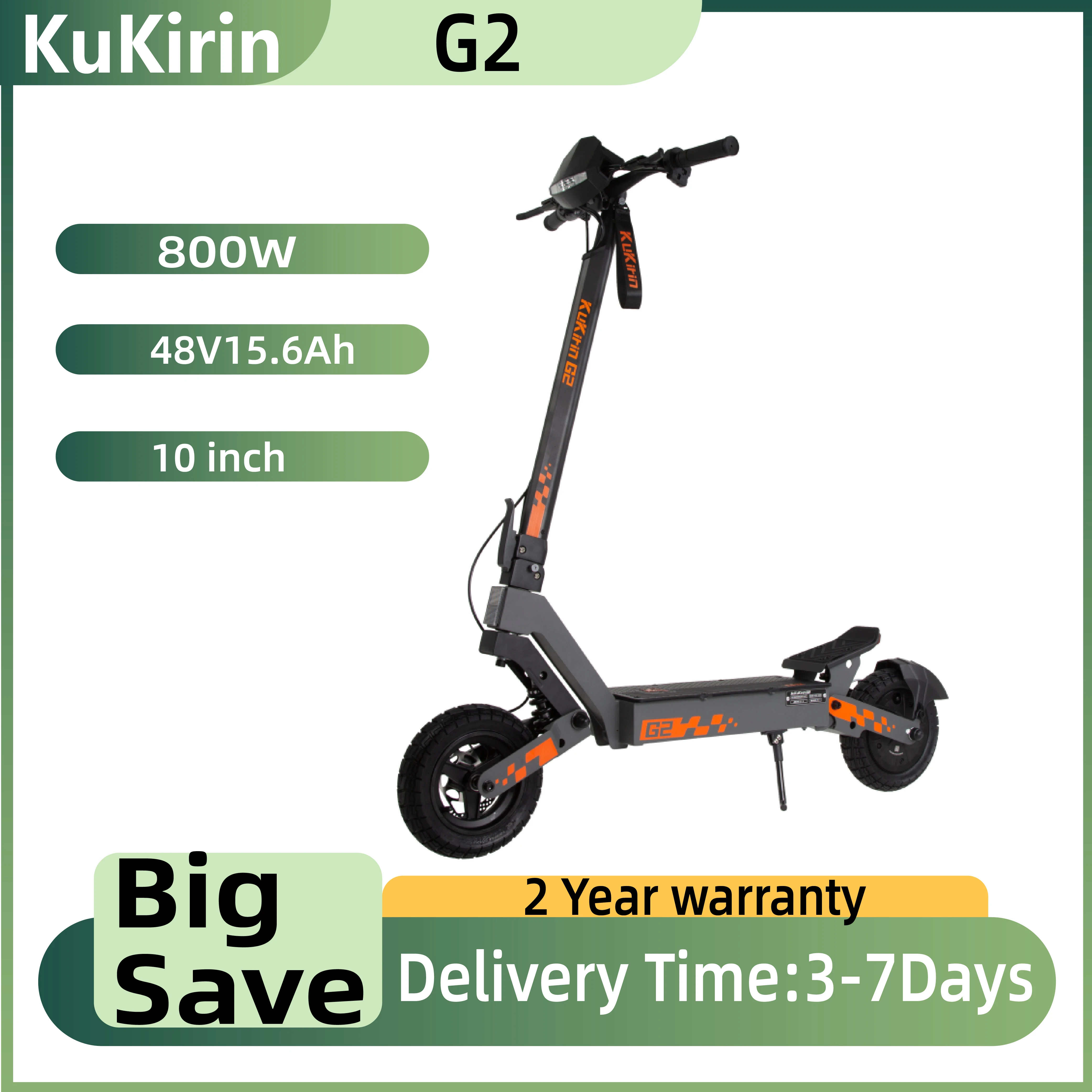 Trottinette électrique tout-terrain haut de gamme KUKIRIN G2, moteur 800W, 48V 15.6Ah, modèle premium pliable, pneus de 10 pouces, trottinette électrique urbaine