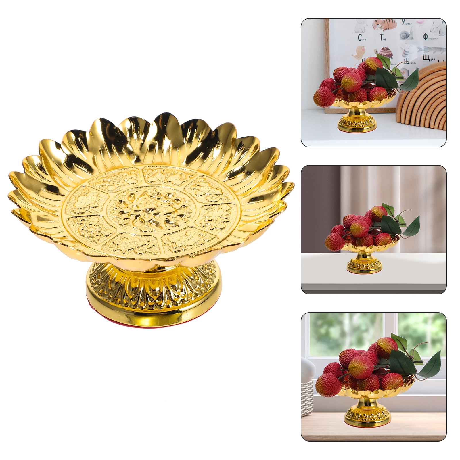 

Alloy Fruit Plate Retro Design Home Temple Offering Bowl Large Capacity Food Tray Sacrifice Ceremonies Small Size Easy Carry