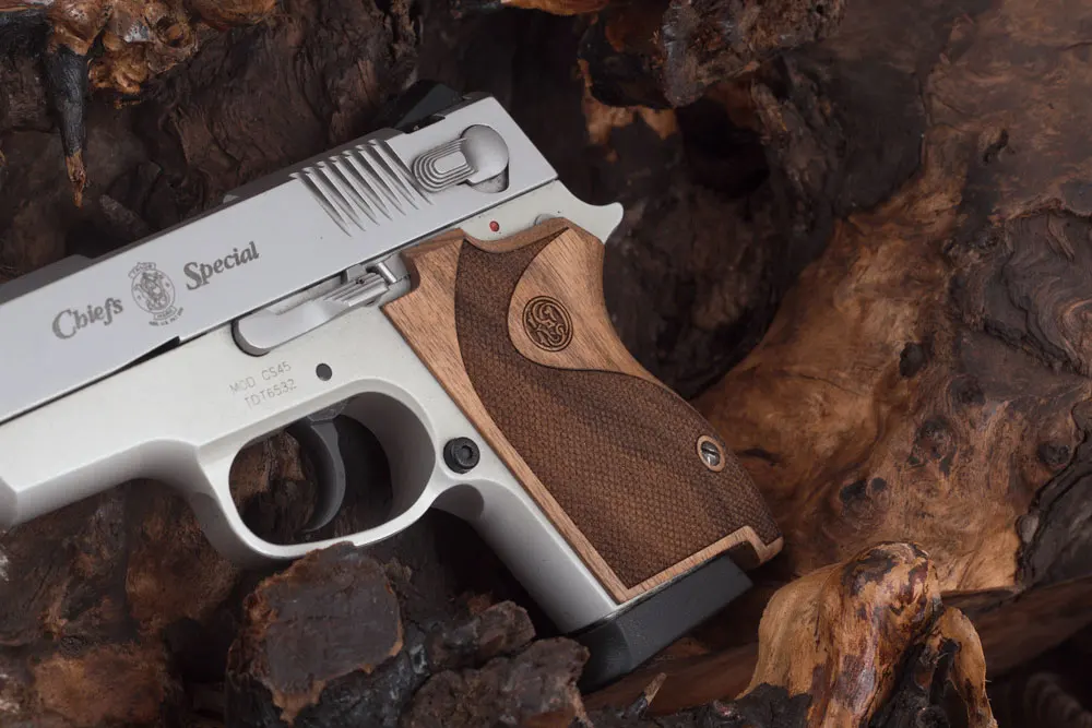 KSD Brand Smith Wesson CS45 Compatible Walnut Grips Diamond