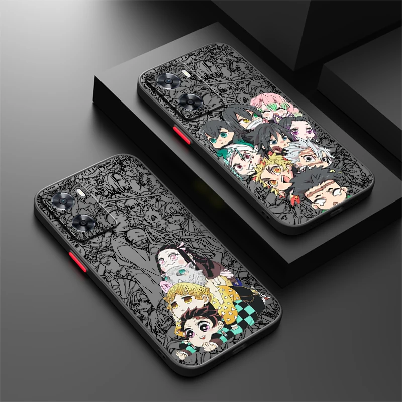 

D-Demons S-Slayer Cartoon Cute Frosted Translucent For OPPO X5 X3 A54S A5 A94 A16 A53S A57 A74 A72 A96 A98 A78 5G Cover