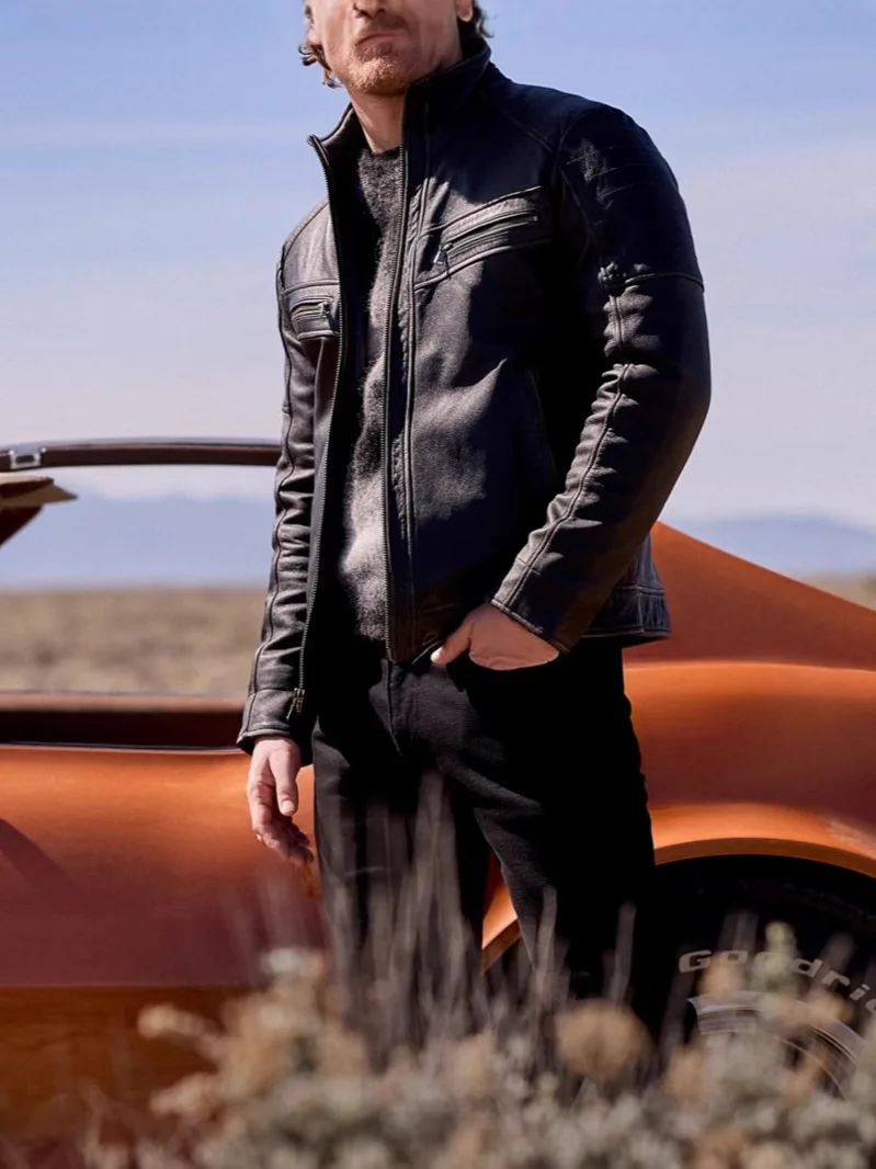 Pu Leather Motorcycle Jacket Zipper Pockets Stand Collar Motorcycle Biker Tops For Men