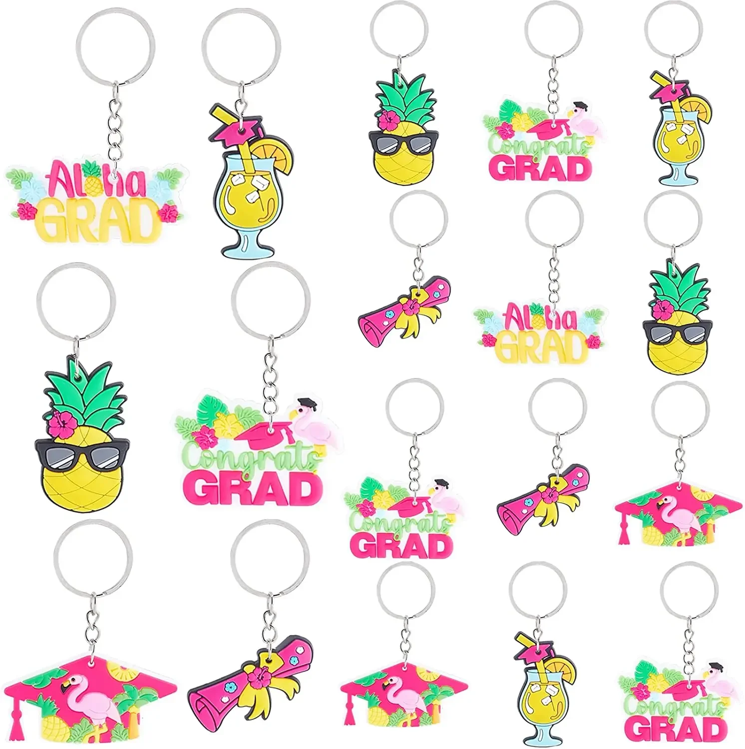 Congrats Grad Keychains, Party Favors, Gifts for College High School Graduation, Party Supplies, 18 Pcs