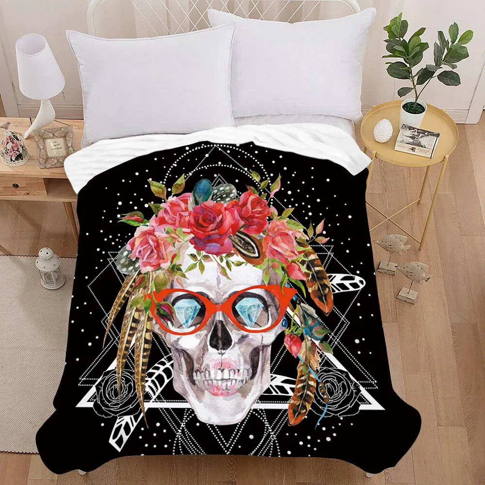 الهيكل العظمي زهرة سلسلة بطانية مطبوعة ل أريكة سرير السفر التخييم غرفة المعيشة مكتب تكييف بطانية لجميع المواسم الهدايا