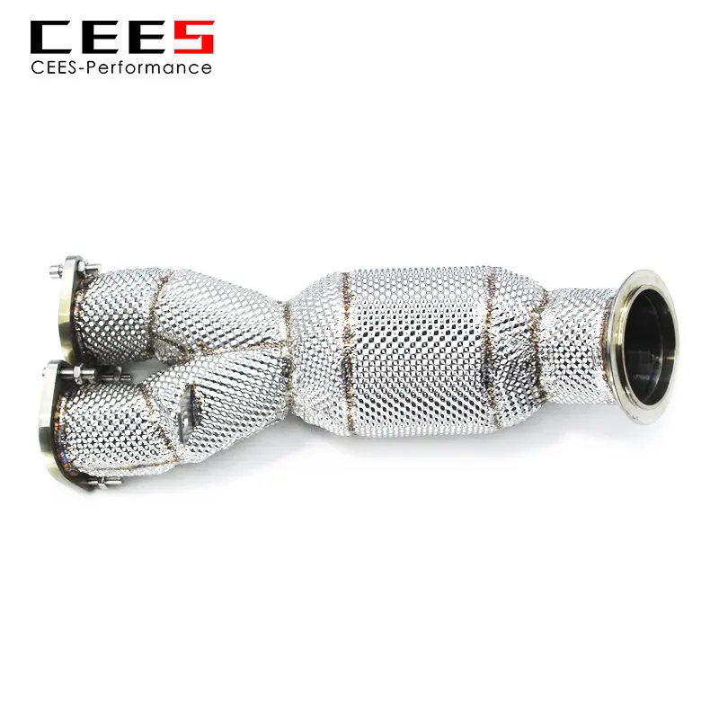 CEES Exhaust Downpipe For BMW 335i E90/E92/E93 3.0T N55 2009-2013 Stainless Steel High Flow Catted With Catalyst Deflectors