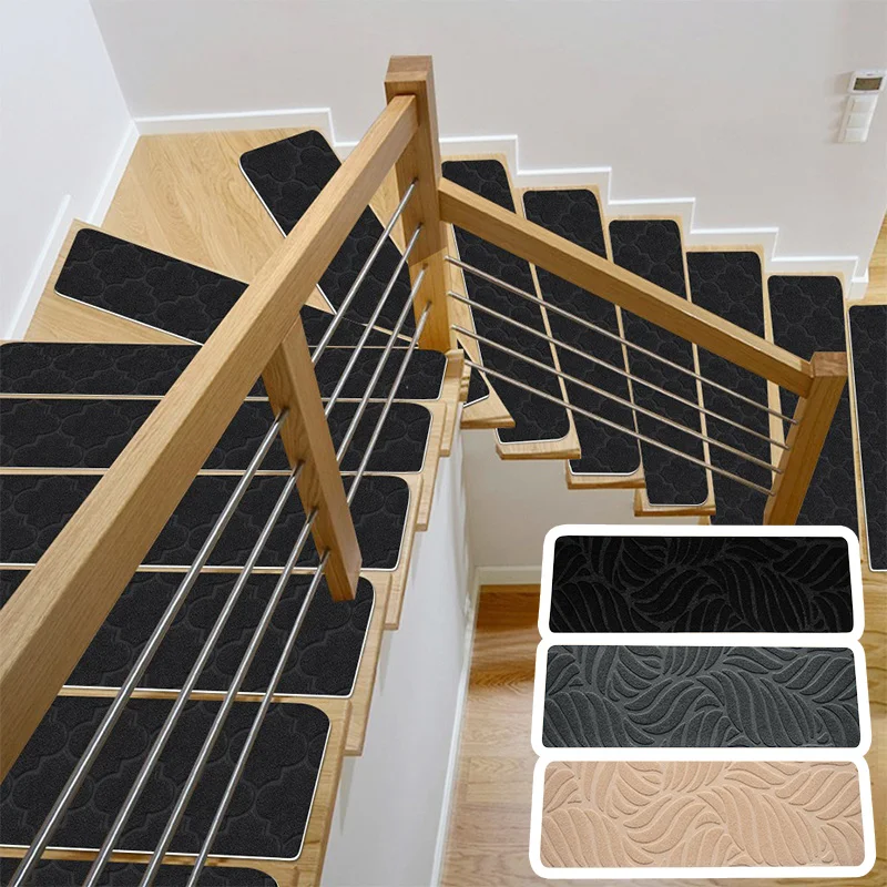 Soft Stair Stepping Mat Masonry Pattern Self-adhesive Non-slip Water Absorption Stair Carpet Mat Protector Rug Pads Home Decor