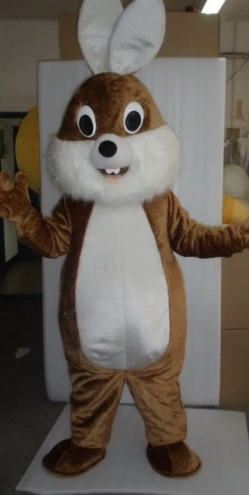 Costume de mascotte de dessin animé pour adultes, lapin brun de Pâques en mousse, robe de paupières de Noël, costume d'Halloween, offre spéciale, nouveau