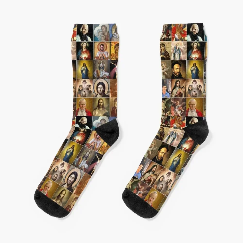 

Saints Jesus Mary I trust in You Socks japanese fashion retro luxury designer brand Men Socks Women's