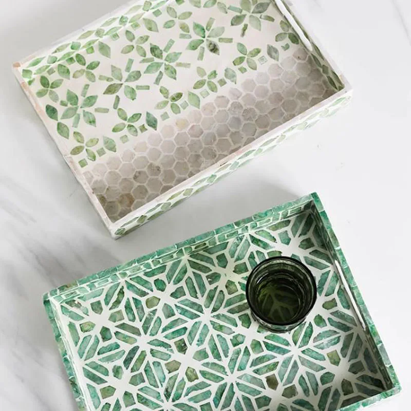 

Natural Shell Storage Tray Handmade Decal Afternoon Tea Cake Organizer Bedroom Cosmetics Container European Home Decoration