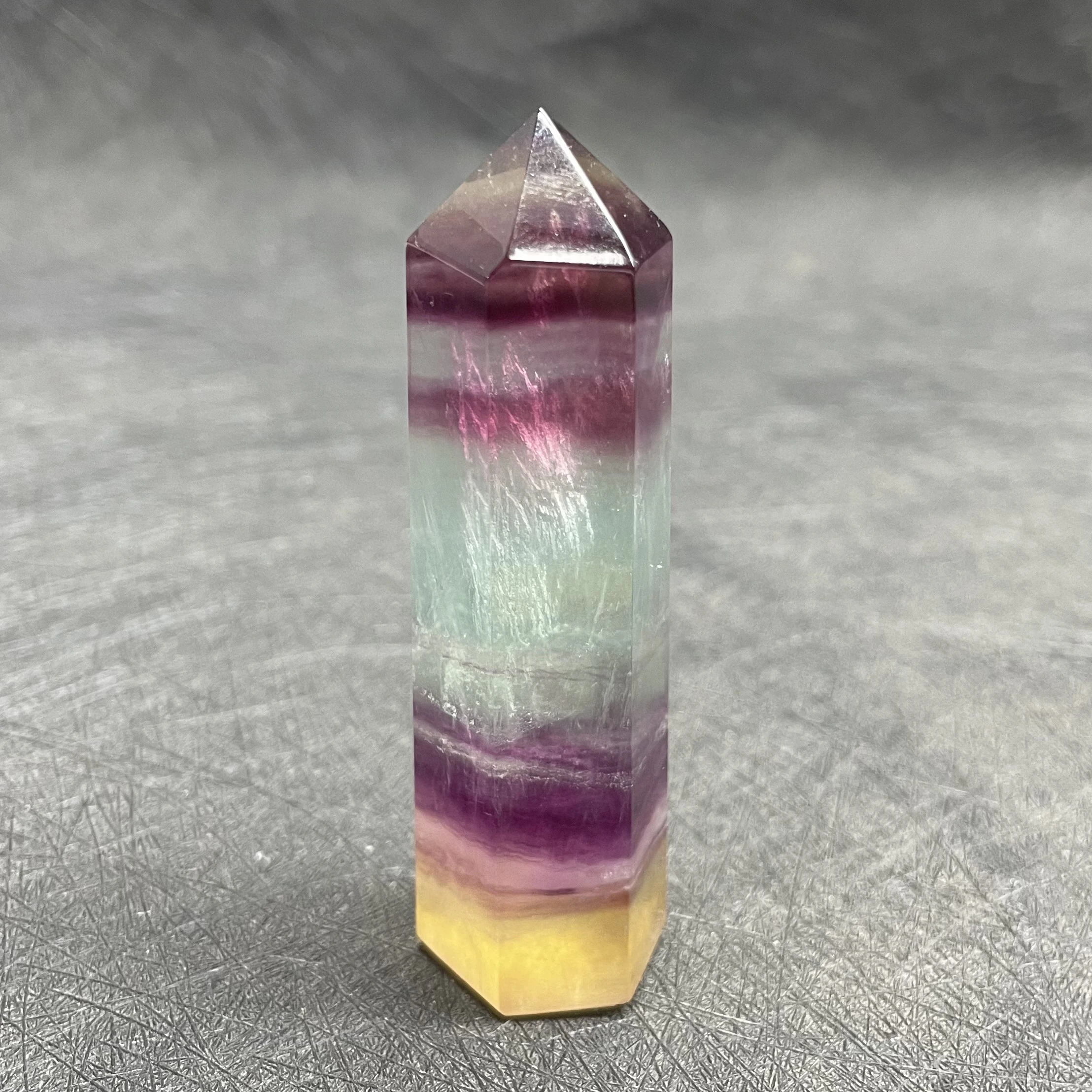 

Natural Stone Fluorite Tower Polished Quartz Crystal Wand Point Reiki Healing Gift Room Colorful Decor Obelisk