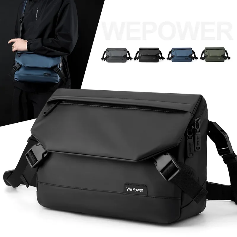 Bolsa tiracolo simples Wepower masculina, bolsa de ombro funcional ao ar livre de grande capacidade, bolsa mensageiro da moda, bolsa impermeável PU