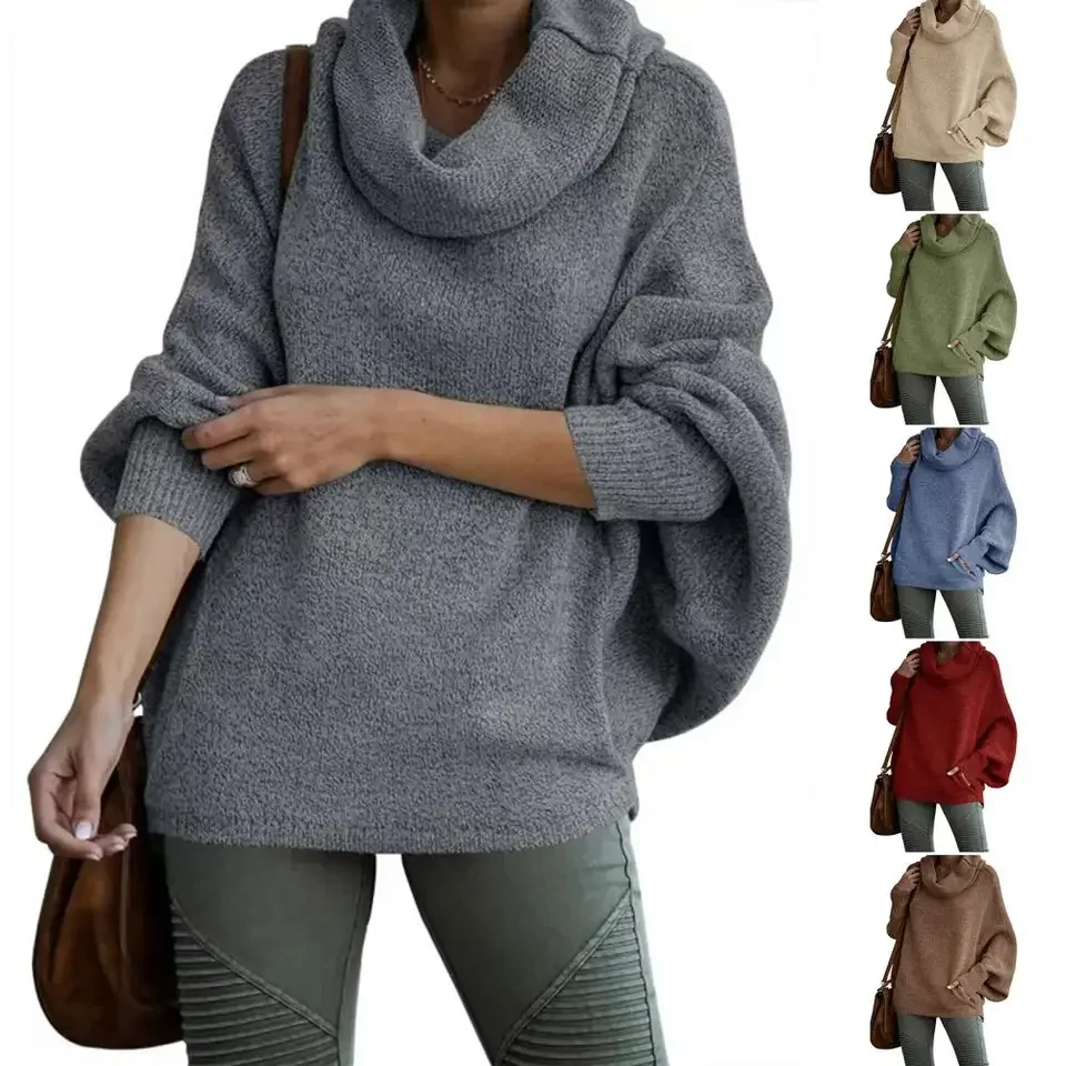 

Autumn Winter Warm Sweaters Loose Casual Solid Colors Versatile Commuting Style Clothes Long-sleeved U-neck Pullover Tops