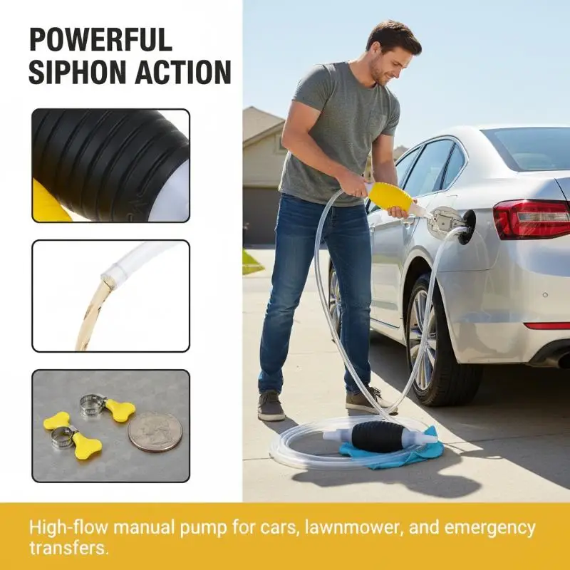

Universal Hand Gas Oil Pump Car Fuel Pump Manual Suction Pipe Petrol Syphon Pump Auto Engines Fuel Supply System Accessories