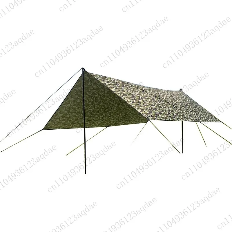 Outdoor Camouflage Canopy Tent Camping Canopy, Sun and Rain Resistant, Oxford Cloth Silver-coated Beach Canopy
