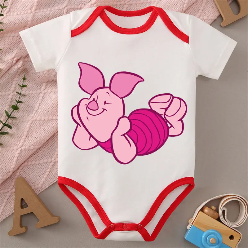 

MINISO Disney Print Lovely Piglet 100% Cotton Baby Cloths Jumpsuit Onesie Bodysuit for 0-12 Months Newborn Best Gift for Baby
