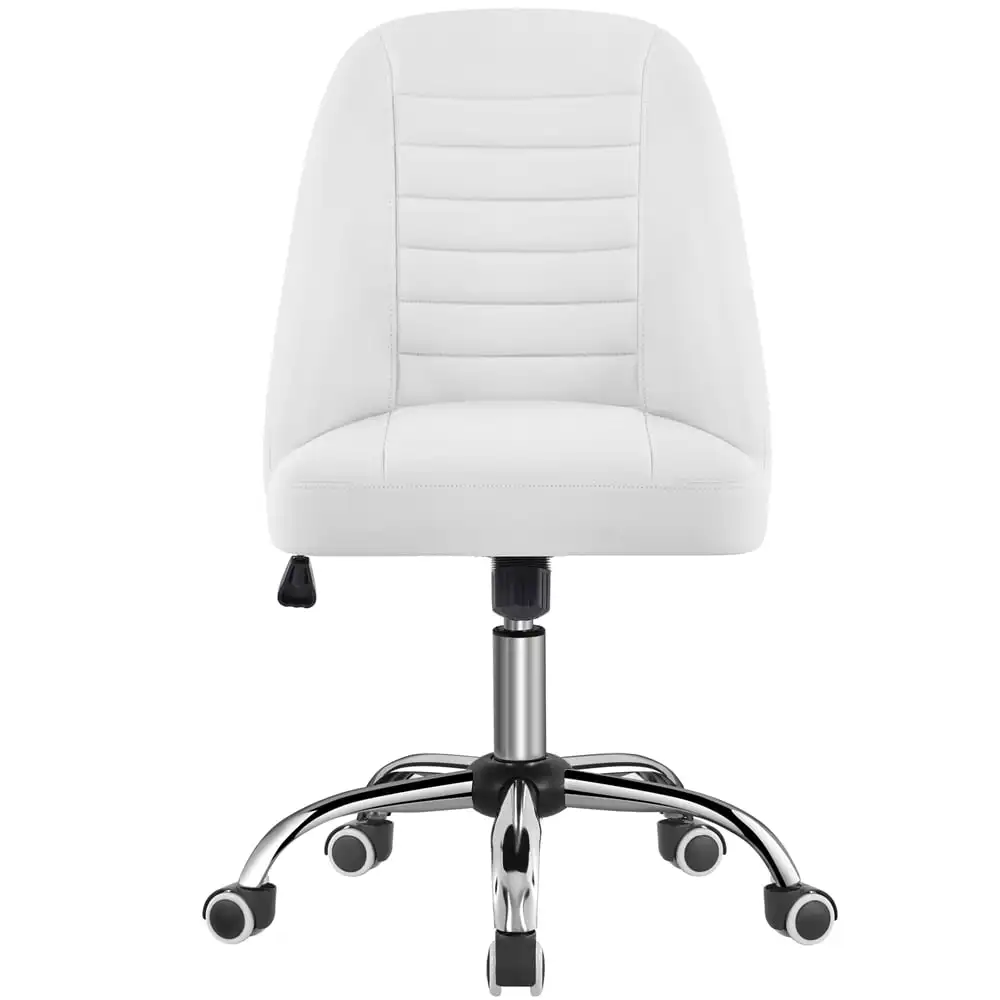 

Modern Tufted Faux Leather Armless Desk Chair for Home Office,