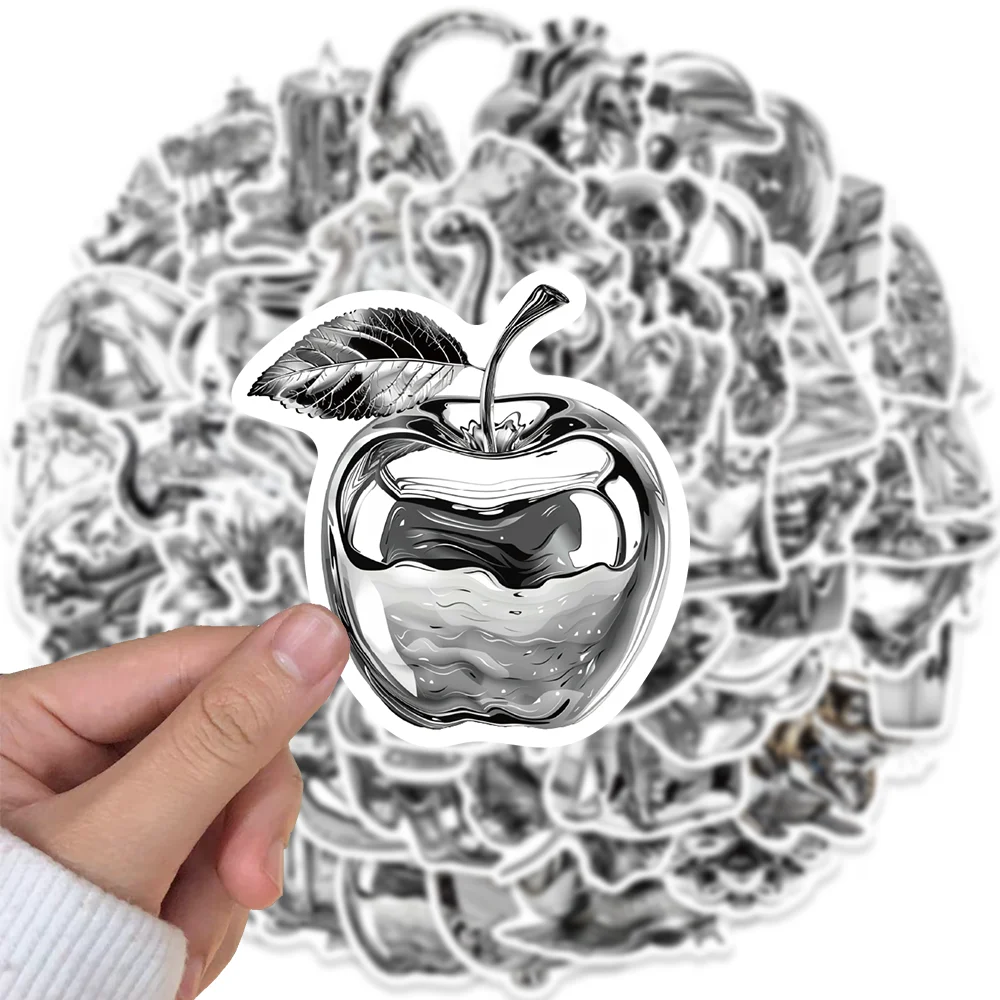 

50pcs Cool Silver Small Things Sticker Decoration Skateboard Phone Laptop Scrapbook Motorcycle Helmet Aesthetic Waterproof Decal