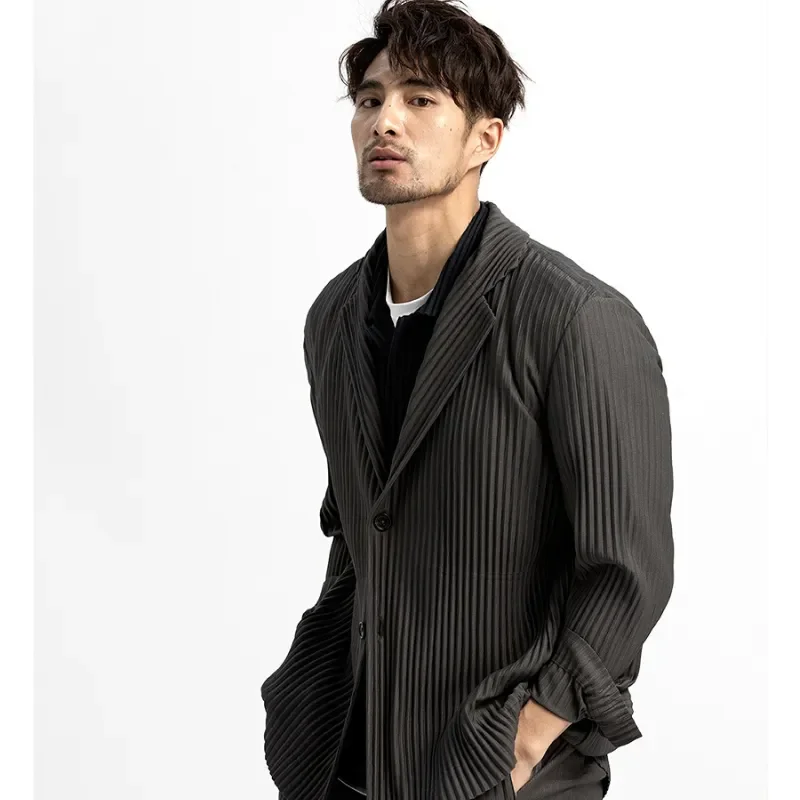 ALSEY Miyake pieghettato modelli di base di gioventù Fit uomo vestito primavera autunno 2023 nuova giacca Vintage semplice Casual monopetto