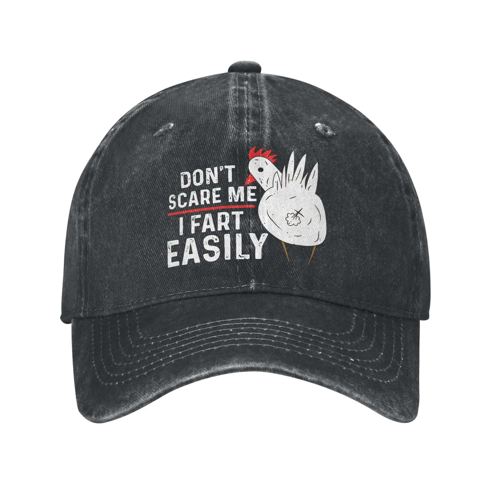 Don't Scare Me I Fart Easily Funny Sarcasm Funny Chicken Outfits Baseball Cap Men Women Daily  Caps Hat Adjustable Trucker Hats
