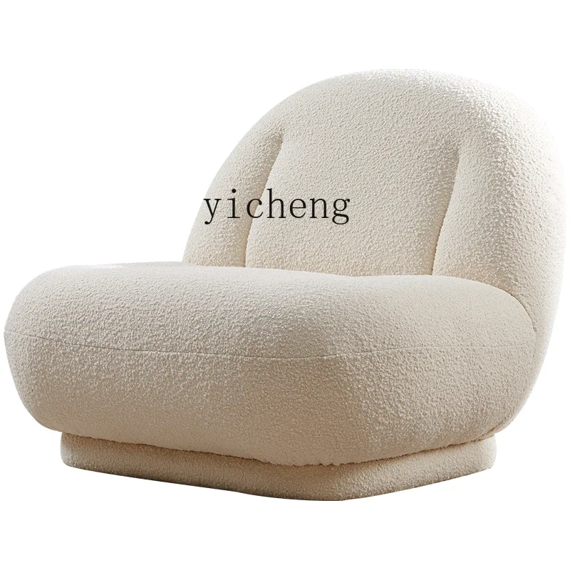 

Zk Creative Single-Seat Sofa Chair Post-Modern White Cashmere Fabric Casual Lounge Chair