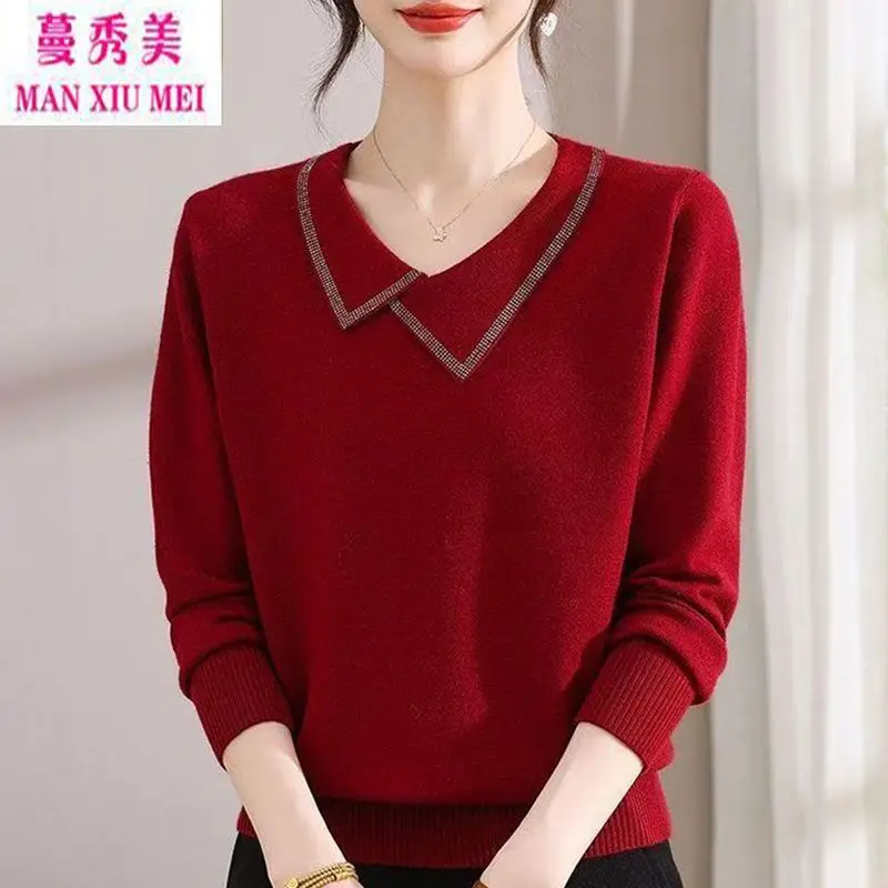 

Loose Fashionable Mother's Autumn Winter New Loose Knitted Top Middle-aged Women's Base Sweater