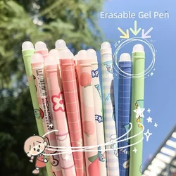 6pcs/set Erasable Gel Pen for Kids Kawaii Cartoon Rabbit Bear Style Stationery Gel Pen 0.5mm Blue Color Erasable Writing Pen