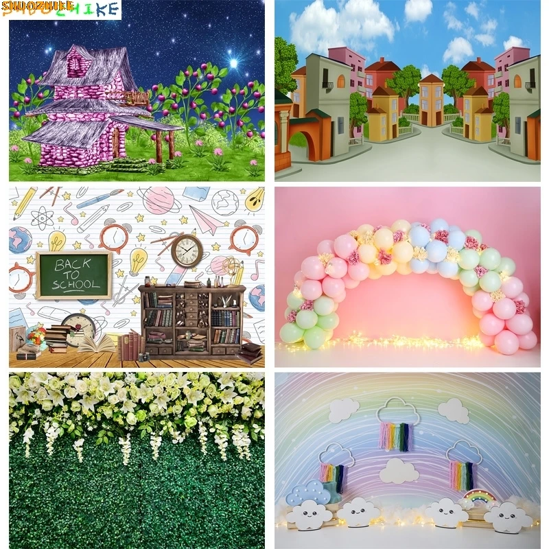 

Jungle Happy Birthday Photography Backdrops Newborn Air Balloon Party Decorations Portrait Photo Studio Background VG-03