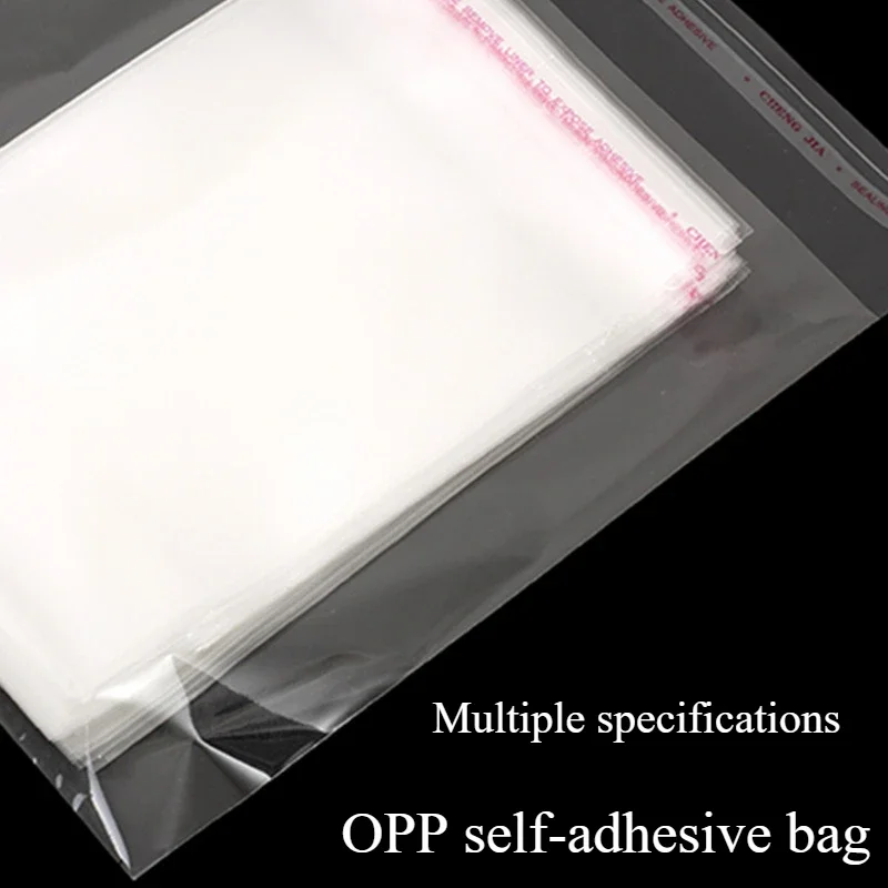 100Pcs  Clear Self Adhesive Bag Resealable Waterproof Gift Food Candy Pacakging OPP Plastic Bag Cellophane Storage