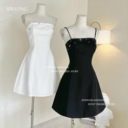 SPRAYING Spaghetti Straps Prom Dresses A-line Birthday Party Dresses Mono Simple Elegant Gown Photo Shoot