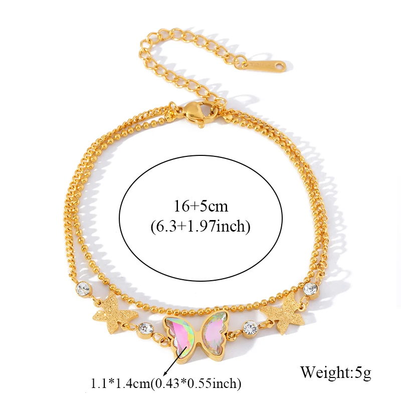 EILIECK 316L Edelstahl Glänzendes Schmetterlings-Zirkon-Armband Modische Handgelenkskette Wasserdichter Schmuck für Frauen und Mädchen Bijoux – Detail 7