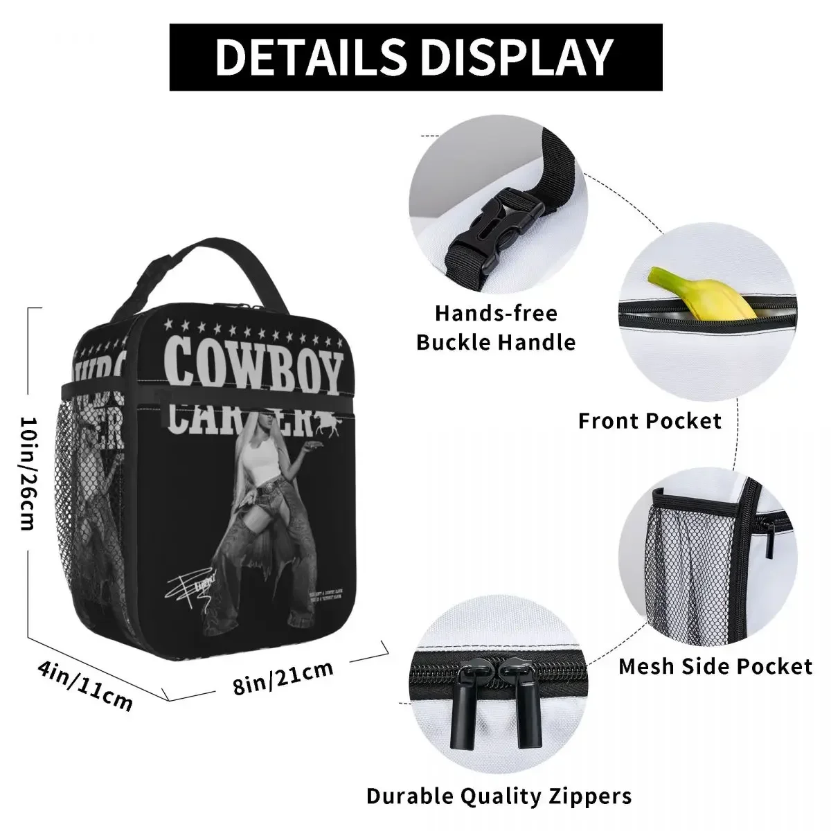 Beyonce Cowboy Carter Merch Thermal Insulated Lunch Bags for Office Reusable Food Container Bags Cooler Thermal Lunch Boxes