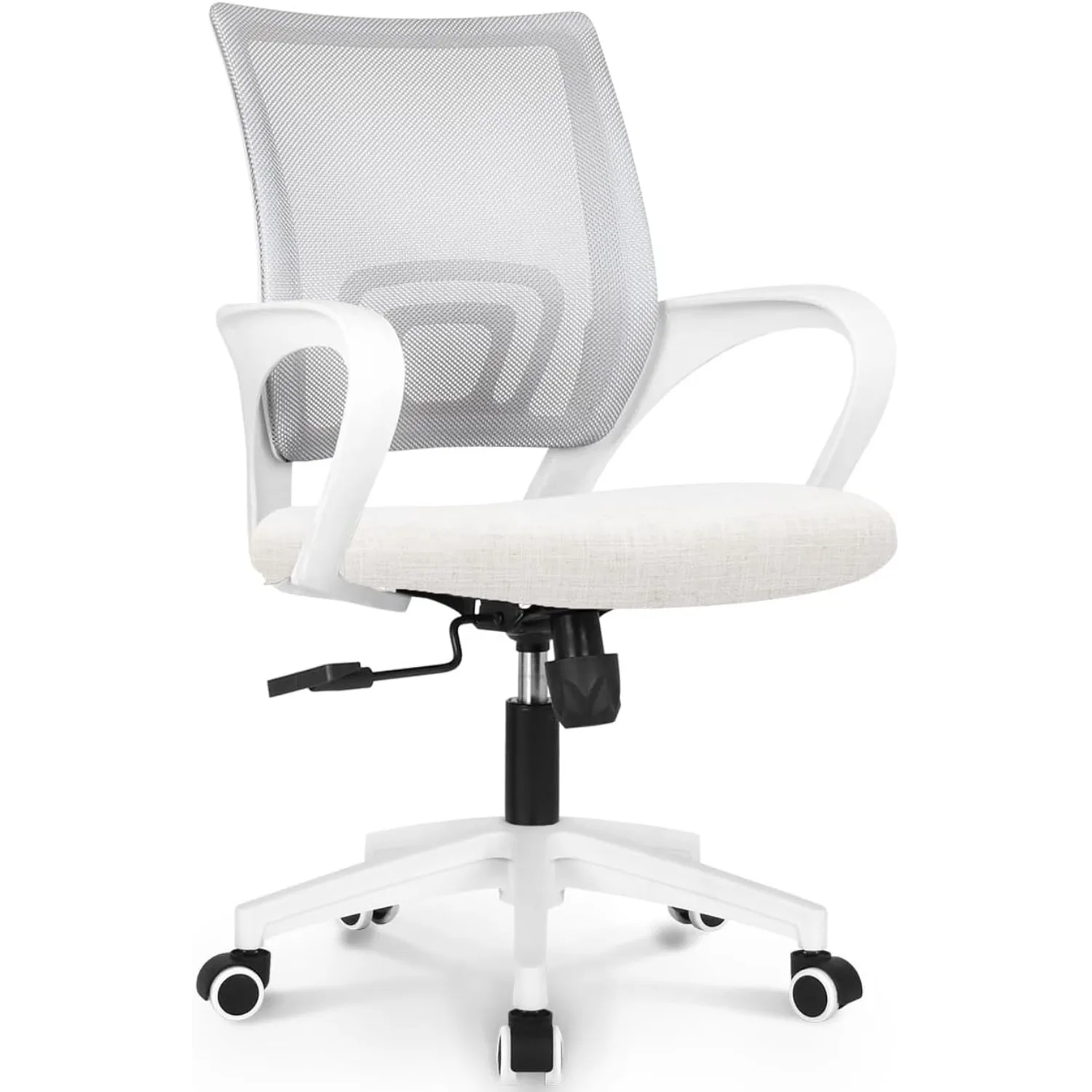 

Office ChairComputer Desk Chair Ergonomic Mid Back Cushion Lumbar Support with Comfy Mesh Adjustable SwivelRolling Home (Ivory)
